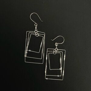 Silver dangle Geometric Earrings